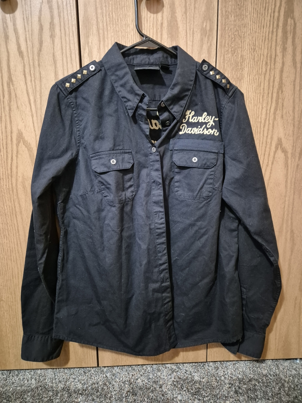 Harley-Davidson Black Stud Shoulder Button-Up Shirt